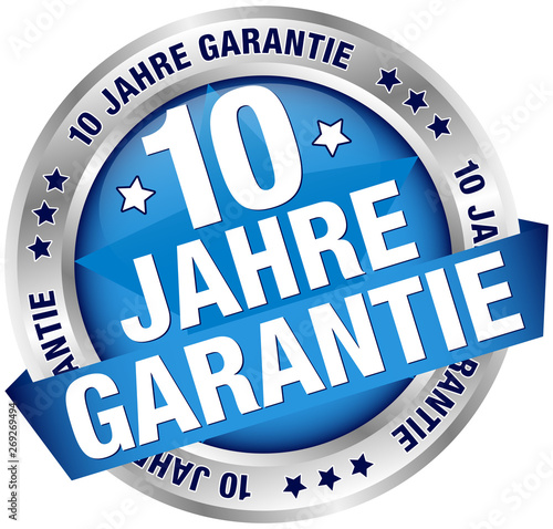Button Banner "10 Jahre Garantie" Blau/Silber