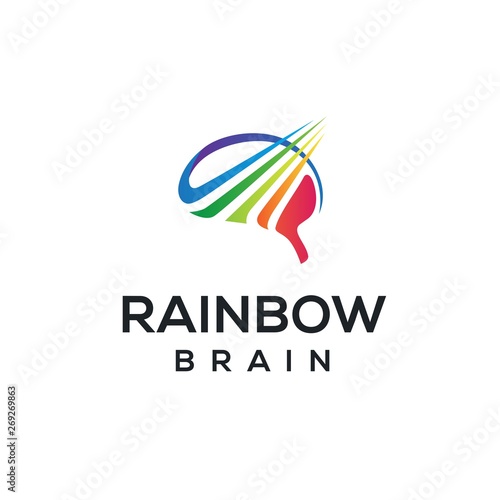 Colorful rainbow and brain logo design inspiration