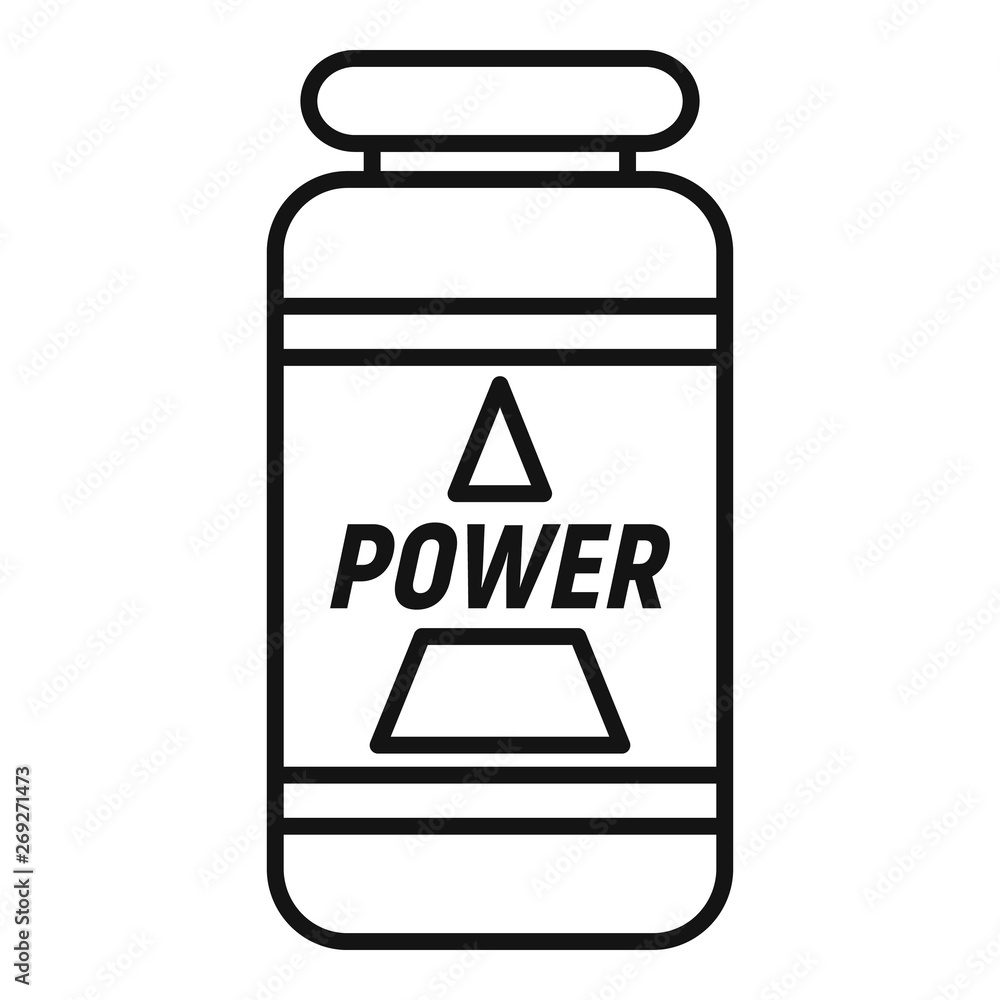 Power sport nutrition icon. Outline power sport nutrition vector icon for web design isolated on white background Power sport nutrition icon. Outline power sport nutrition vector icon for web design isolated on white background
