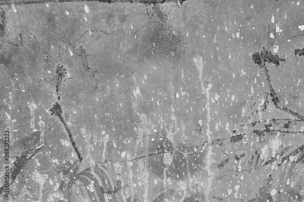 Fototapeta premium Grauer Hintergrund, graue textur,, graue Steinwand, Kalkwand, Strukturierte Steinwand,Gemäuer,rissen, industrial design, industrial style