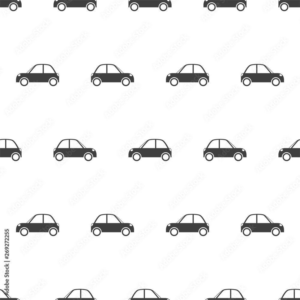 Seamless pattern with car on white background, vector illustration