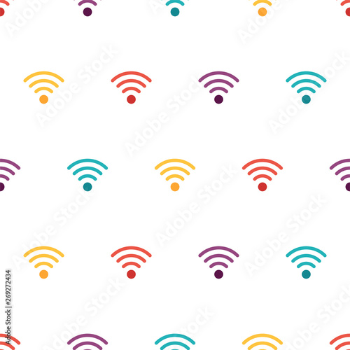 Seamless pattern with wifi on white background, vector illustration