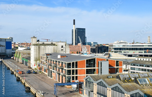 View over the harbor of Aarhus in Denmark 