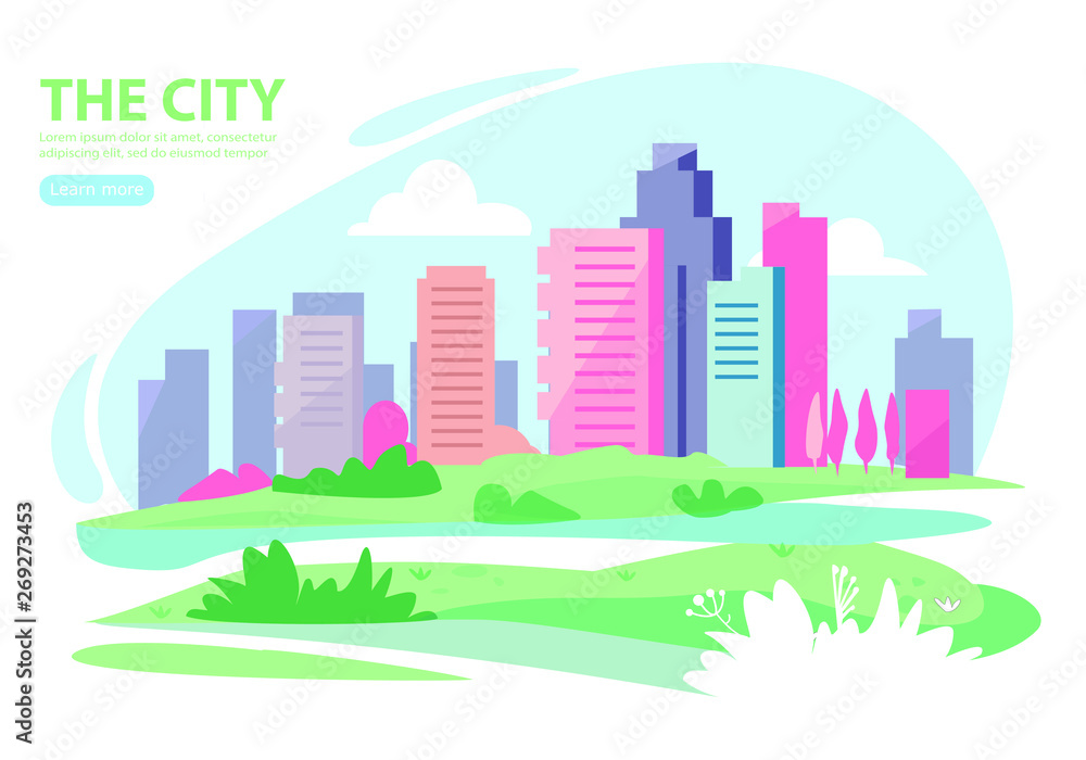 Vectorurban landscape in a minimalist style. The city. Vector illustration