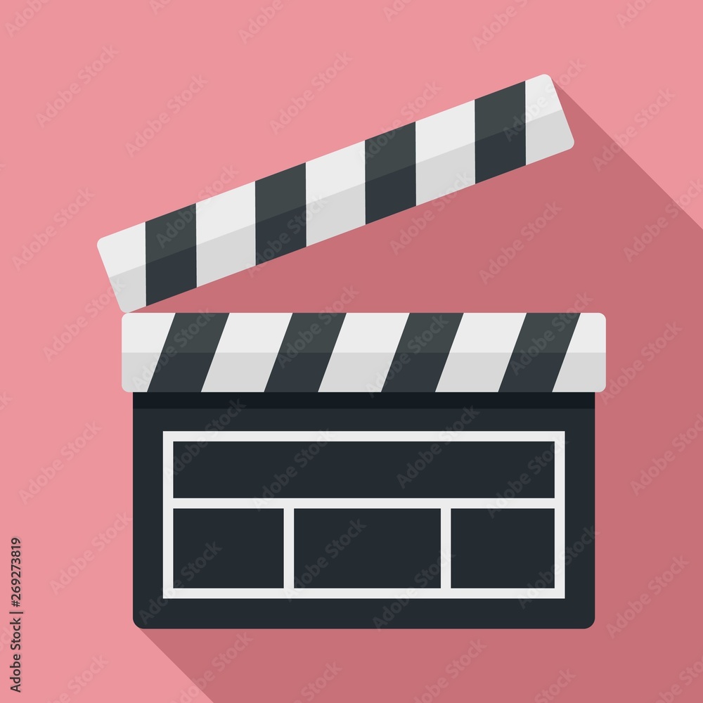 Fototapeta premium Film clapper icon. Flat illustration of film clapper vector icon for web design