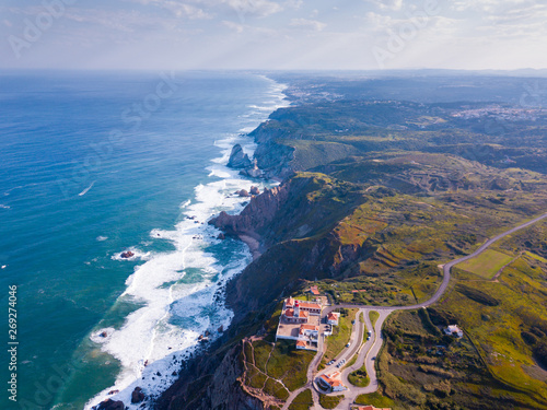 Cabo da Roca Lighthouse. Portuguese Farol de Cabo da Roca is most westerly European extent