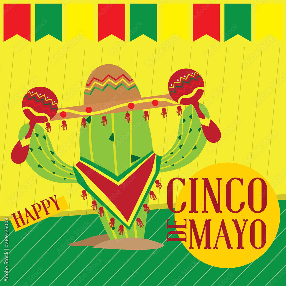Cinco de mayo poster with a cactus - Vector Cinco de mayo poster with a cactus - Vector