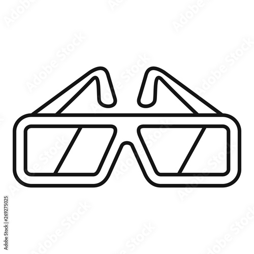 Cinema glasses icon. Outline cinema glasses vector icon for web design isolated on white background