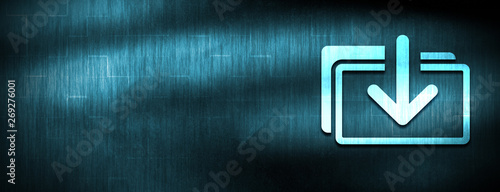 Download files icon abstract blue banner background
