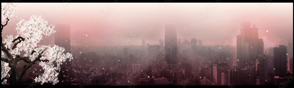 Nuclear spring, apocalyptic landscape, digital art Nuclear spring, apocalyptic landscape, digital art