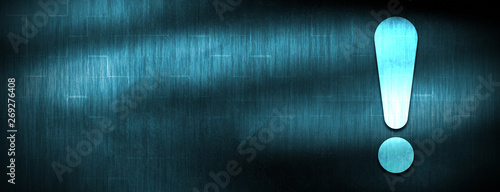 Exclamation mark icon abstract blue banner background