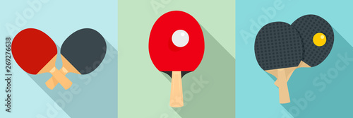 Table tennis icons set. Flat set of table tennis vector icons for web design