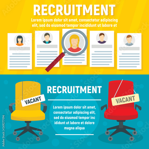 Recruitment banner set. Flat illustration of recruitment vector banner set for web design