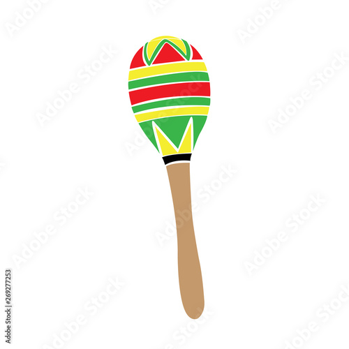 Isolated traditional colored mexican maraca image - Vector