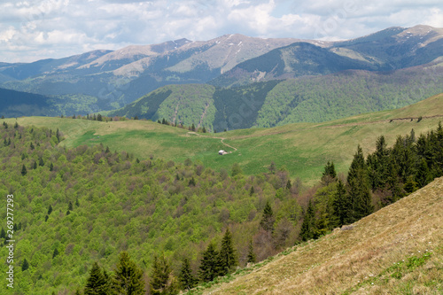 View from the Baiului Mountains or Garbova Mountains - Bucegi Mountains, Carpathian Mountains, Prahova, Romania