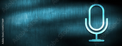 Microphone icon abstract blue banner background
