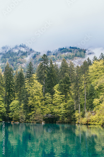 Blausee in Switzerland, cloudy day