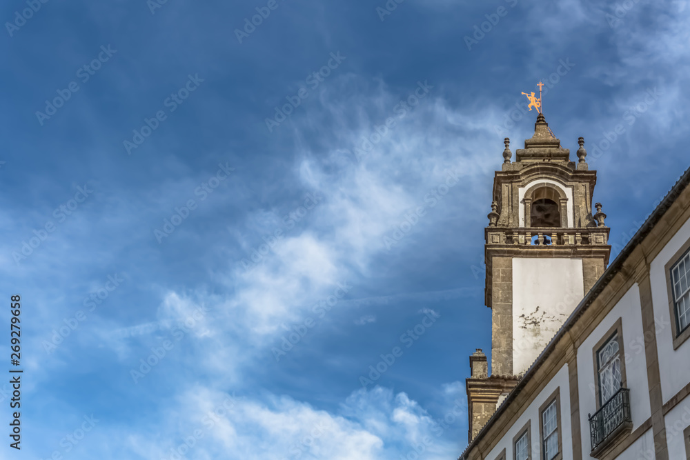 View of a tower at the Church of Mercy, baroque style monument