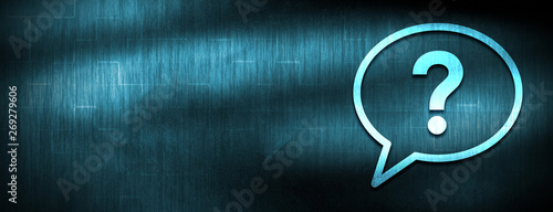 Question mark bubble icon abstract blue banner background