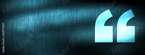 Quote icon abstract blue banner background