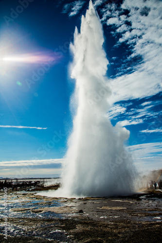 Eruption of geyser Strokkur in Iceland