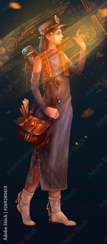 Obraz premium illustration of a girl keen on science