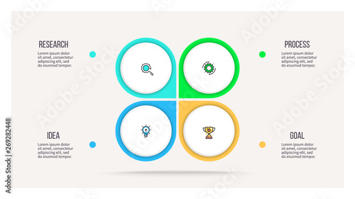 Business infographics. Pie chart with 4 sections. Vector template.