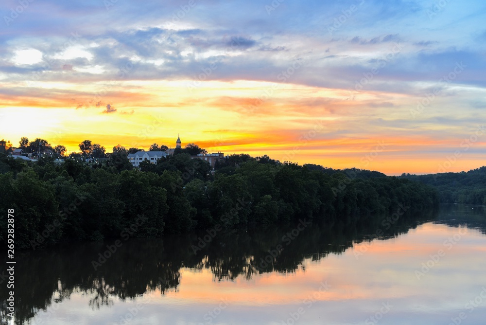 sunset over the river sunset over the river