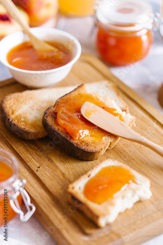 Apricot jam on toast