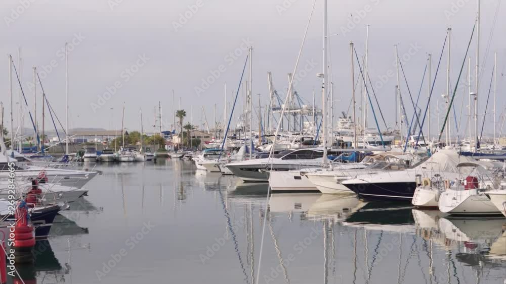 Beautiful little white yachts parked in a yacht club, Cyprus, Larnaca Beautiful little white yachts parked in a yacht club, Cyprus, Larnaca