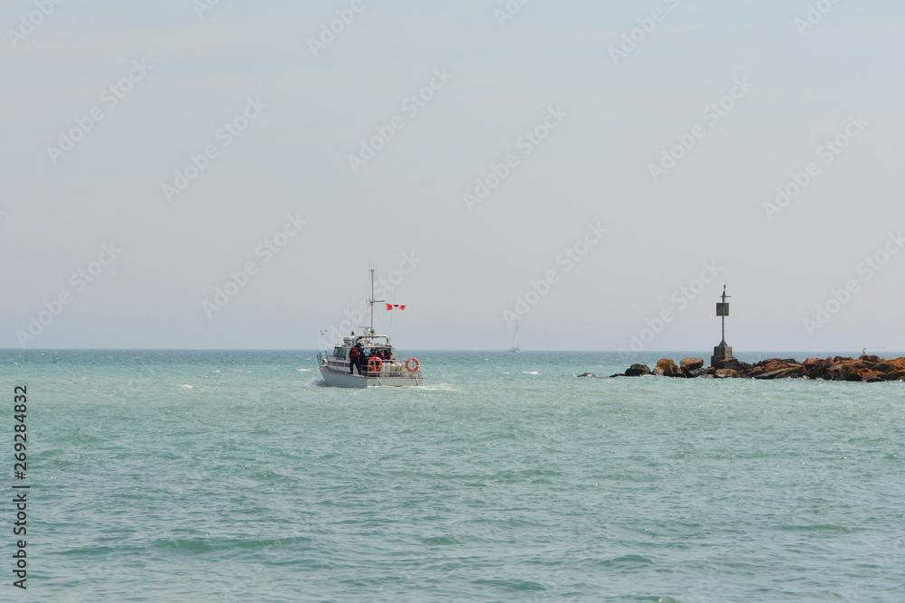 Search and Rescue boat leaves harbor Search and Rescue boat leaves harbor