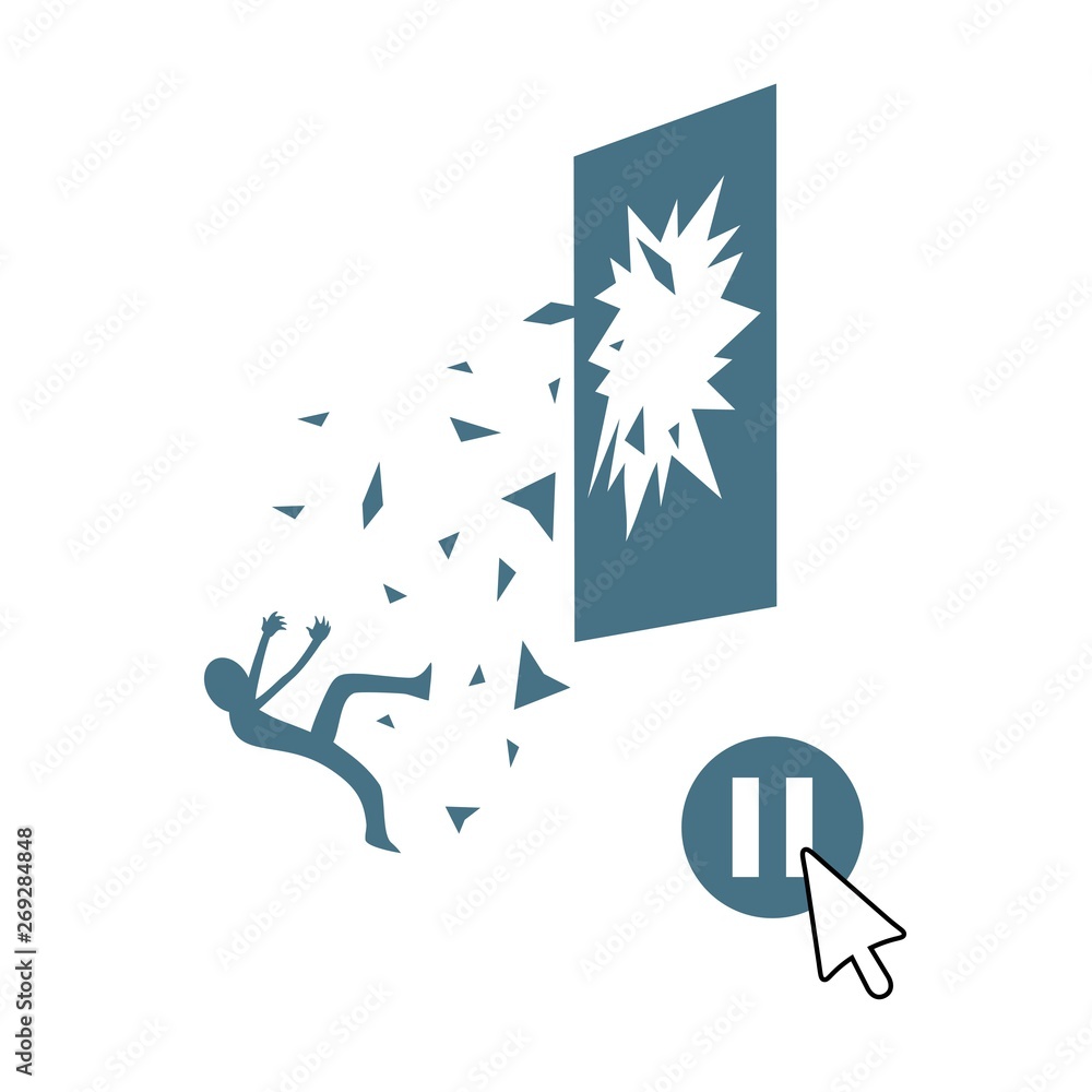 Obraz premium Accident falling through broken window