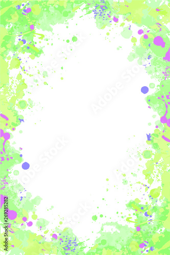 Trendy mint and pink colored isolated vector grunge splattered frame for flyers, posters, invitations.