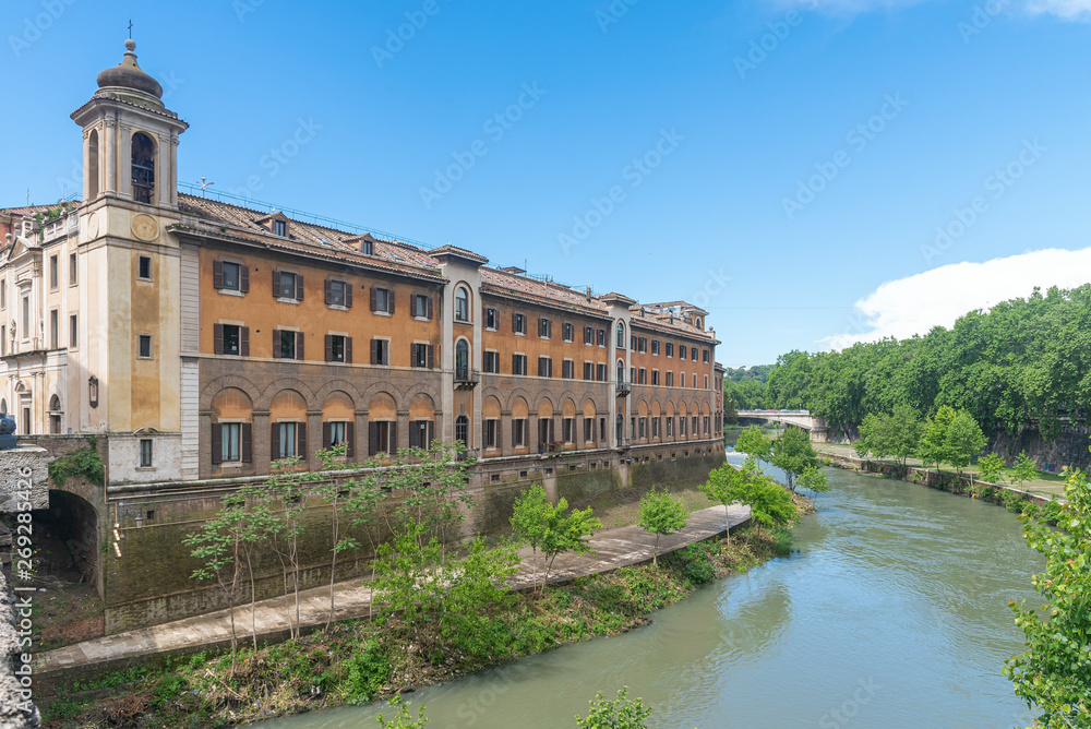 Tiber island - Tevere river - Rome - Italy