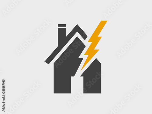 House and lightning damage, vector icon