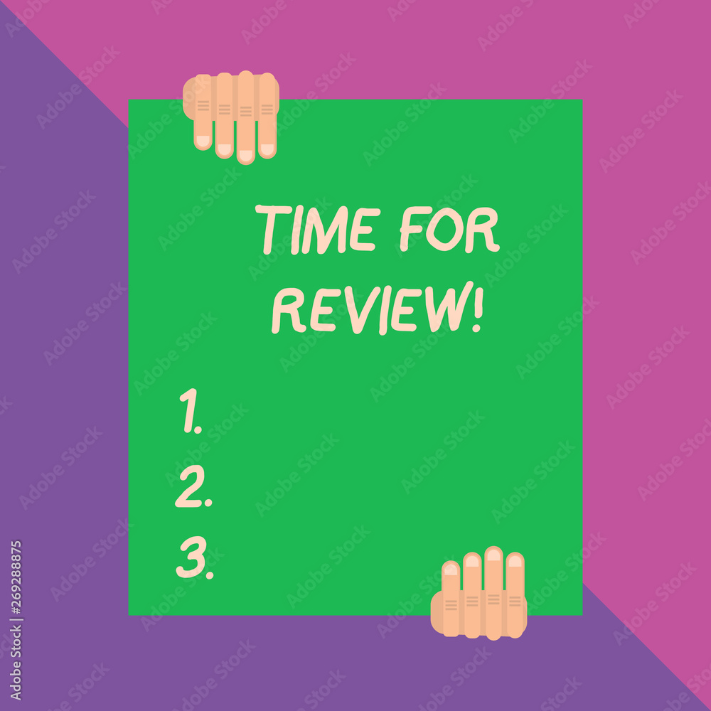 Conceptual hand writing showing Time For Review. Concept meaning formal assessment of something with intention instituting change Conceptual hand writing showing Time For Review. Concept meaning formal assessment of something with intention instituting change