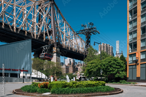 Queensboro bridge and tramway of Manhattan midtown on Roosevelt Island