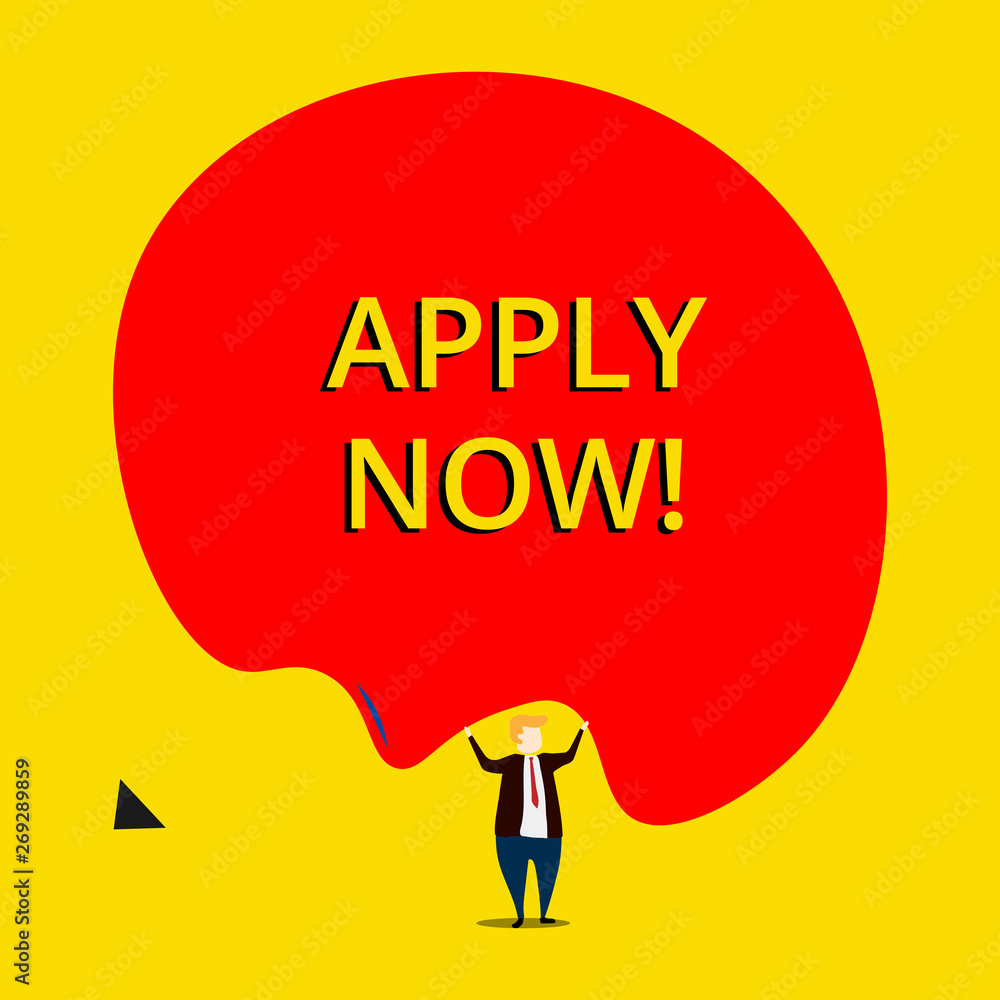 Conceptual hand writing showing Apply Now. Concept meaning request something officially in writing or by sending in form Conceptual hand writing showing Apply Now. Concept meaning request something officially in writing or by sending in form