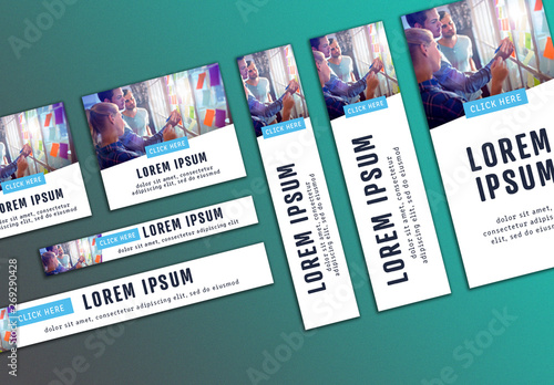 Web Banner Layout Set with Light Blue Accents