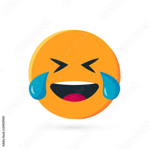 Round yellow emoji in flat style, vector