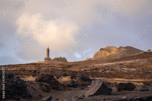 Ruins of the old lighthouse of Capelinhos in Faial island