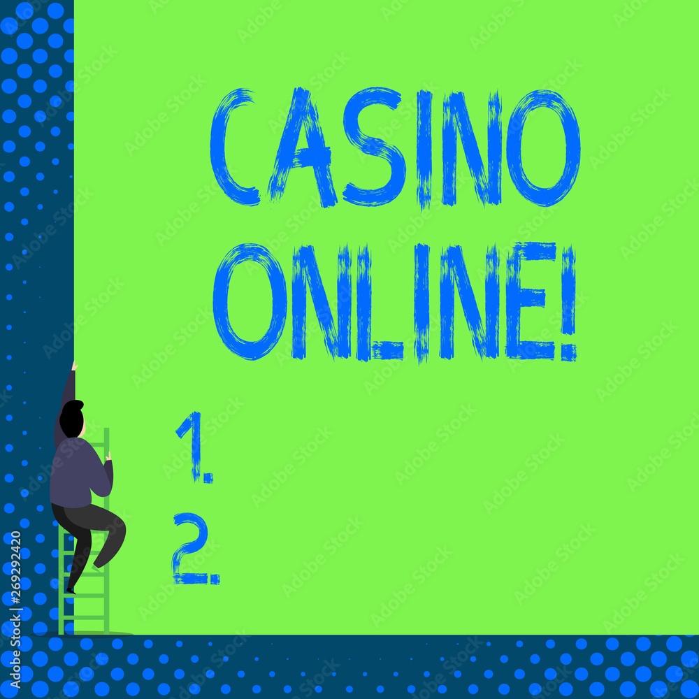Plakat Handwriting text Casino Online. Conceptual photo gamblers can play and wager on casino games through online