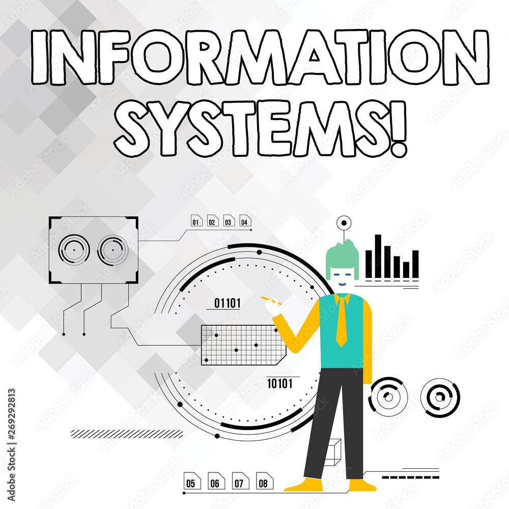 Word writing text Information Systems. Business photo showcasing study of systems with a exact reference to information Man Standing Holding Pen Pointing to Chart Diagram with SEO Process Icons Word writing text Information Systems. Business photo showcasing study of systems with a exact reference to information Man Standing Holding Pen Pointing to Chart Diagram with SEO Process Icons