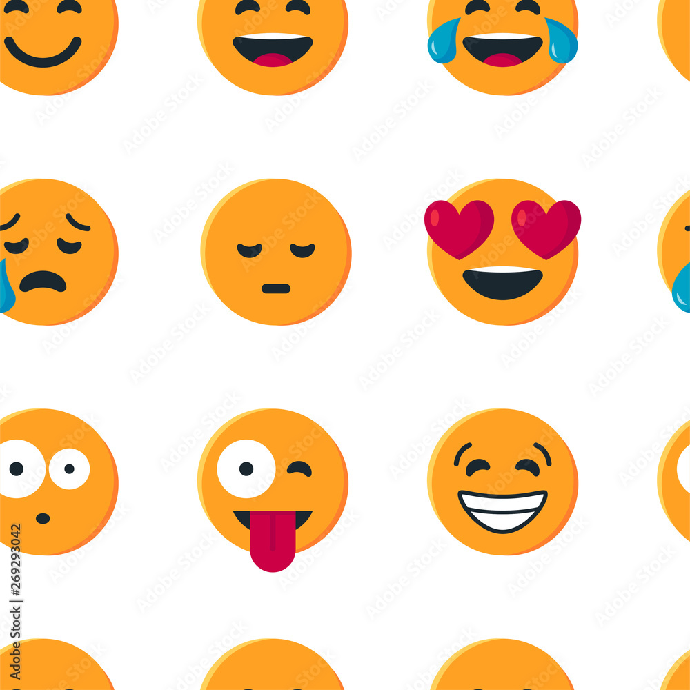 Vector seamless pattern with simple yellow emoji