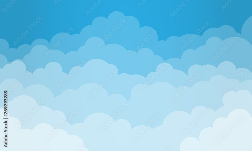 Sky and Clouds Background. Stylish design with a flat poster, flyers, postcards, web banners. Cartoon style. Isolated Object. Vector illustration.