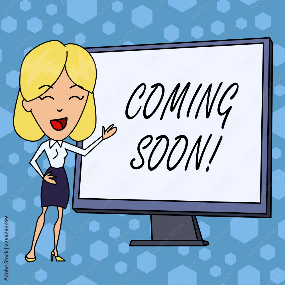 Word writing text Coming Soon. Business photo showcasing event or action that will happen after really short time Word writing text Coming Soon. Business photo showcasing event or action that will happen after really short time