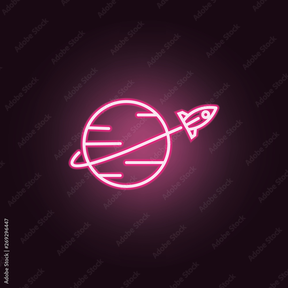 rocket fly around world neon icon. Elements of Space set. Simple icon for websites, web design, mobile app, info graphics rocket fly around world neon icon. Elements of Space set. Simple icon for websites, web design, mobile app, info graphics
