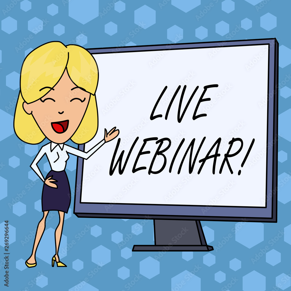 Word writing text Live Webinar. Business photo showcasing presentation lecture or seminar transmitted over Web Word writing text Live Webinar. Business photo showcasing presentation lecture or seminar transmitted over Web