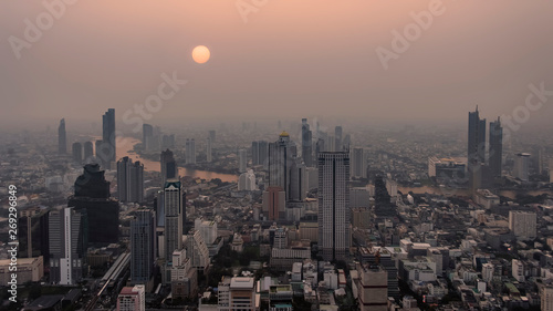 Bangkok city aerial view at evening  Thailand