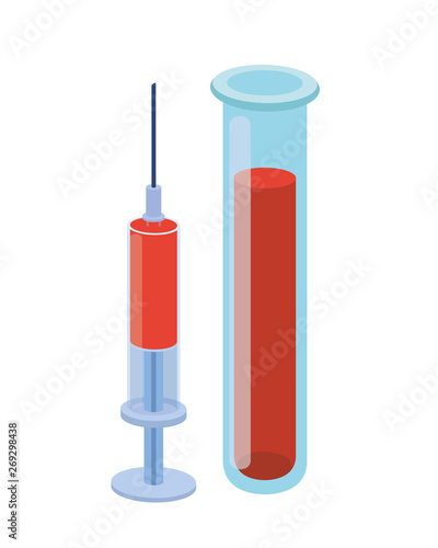 laboratory instruments with medicines in white background